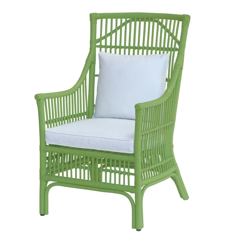 Rattan Slat Back Cushioned Arm Dining Accent Chair by East at Main - 24x25.5x39.25-4
