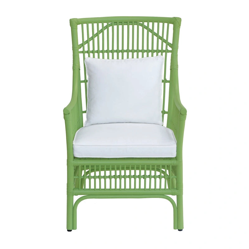 Rattan Slat Back Cushioned Arm Dining Accent Chair by East at Main - 24x25.5x39.25-5