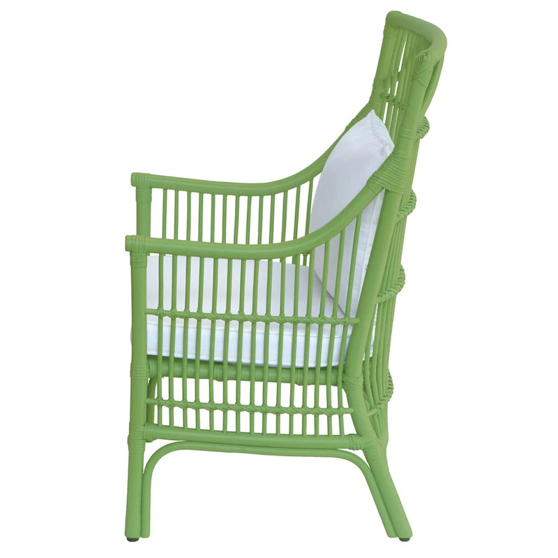 Rattan Slat Back Cushioned Arm Dining Accent Chair by East at Main - 24x25.5x39.25-6