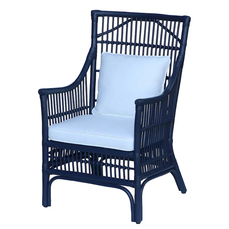 Rattan Slat Back Cushioned Arm Dining Accent Chair by East at Main - 24x25.5x39.25-10