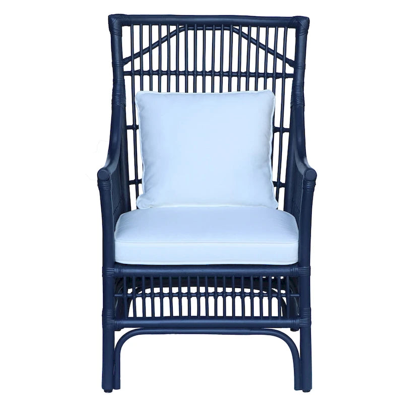 Rattan Slat Back Cushioned Arm Dining Accent Chair by East at Main - 24x25.5x39.25-11