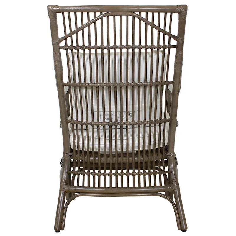 Rattan Slat Back Cushioned Arm Dining Accent Chair by East at Main - 24x25.5x39.25-16
