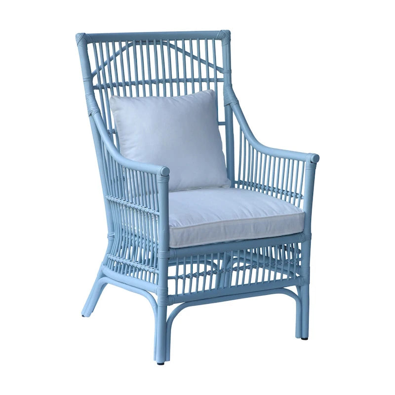 Rattan Slat Back Cushioned Arm Dining Accent Chair by East at Main - 24x25.5x39.25-20