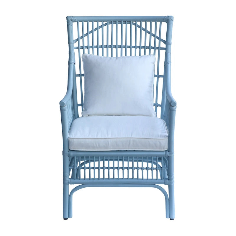 Rattan Slat Back Cushioned Arm Dining Accent Chair by East at Main - 24x25.5x39.25-21