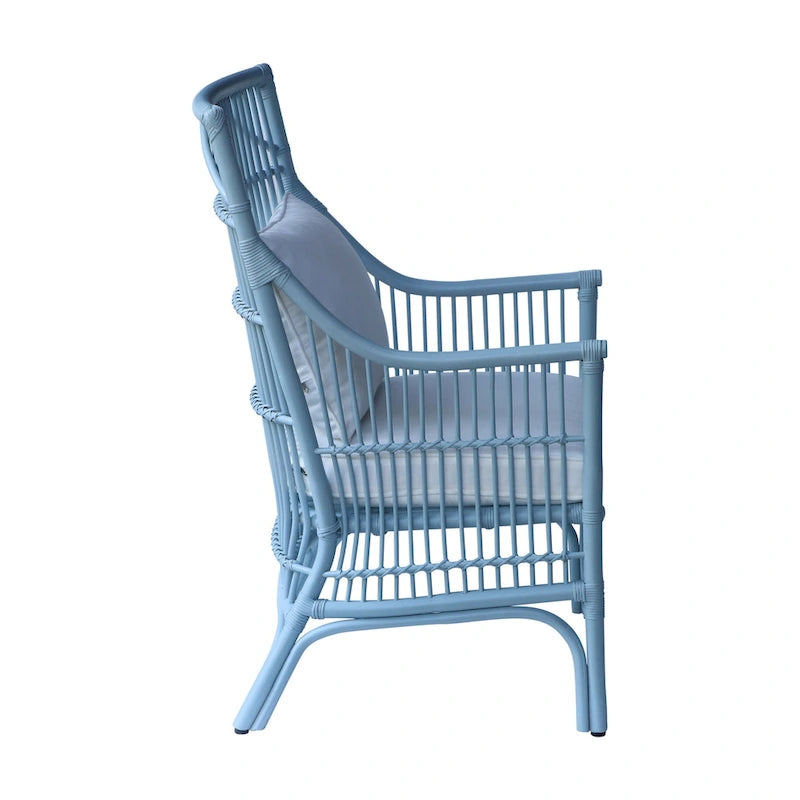 Rattan Slat Back Cushioned Arm Dining Accent Chair by East at Main - 24x25.5x39.25-22
