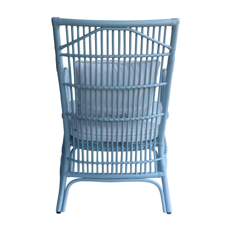 Rattan Slat Back Cushioned Arm Dining Accent Chair by East at Main - 24x25.5x39.25-23