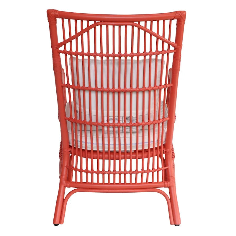 Rattan Slat Back Cushioned Arm Dining Accent Chair by East at Main - 24x25.5x39.25-28