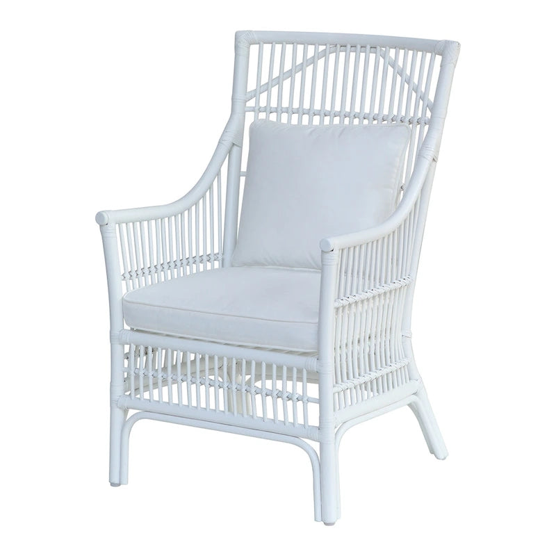 Rattan Slat Back Cushioned Arm Dining Accent Chair by East at Main - 24x25.5x39.25-30
