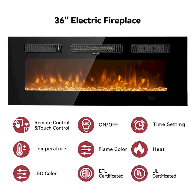 Wall Mounted Fireplace Entertainment Center with 36 Electric Fireplace-2