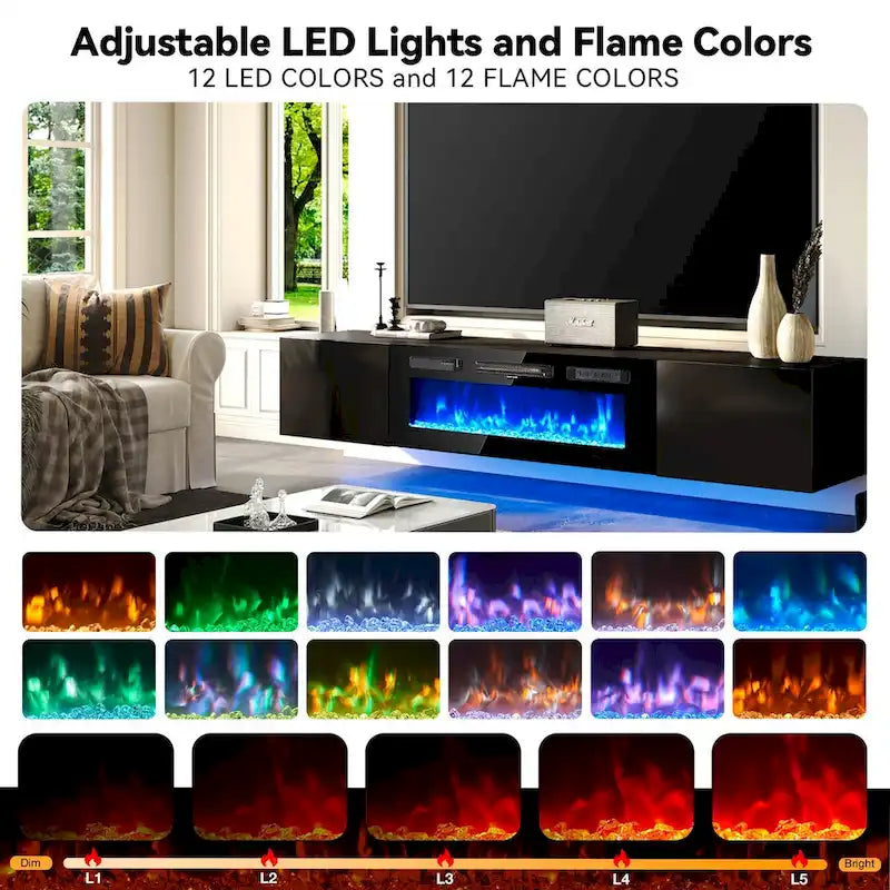 Wall Mounted Fireplace Entertainment Center with 36 Electric Fireplace-3
