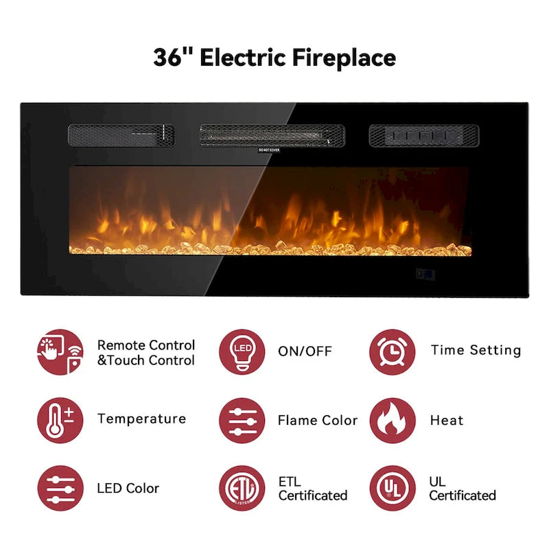 Wall Mounted Fireplace Entertainment Center with 36 Electric Fireplace-7