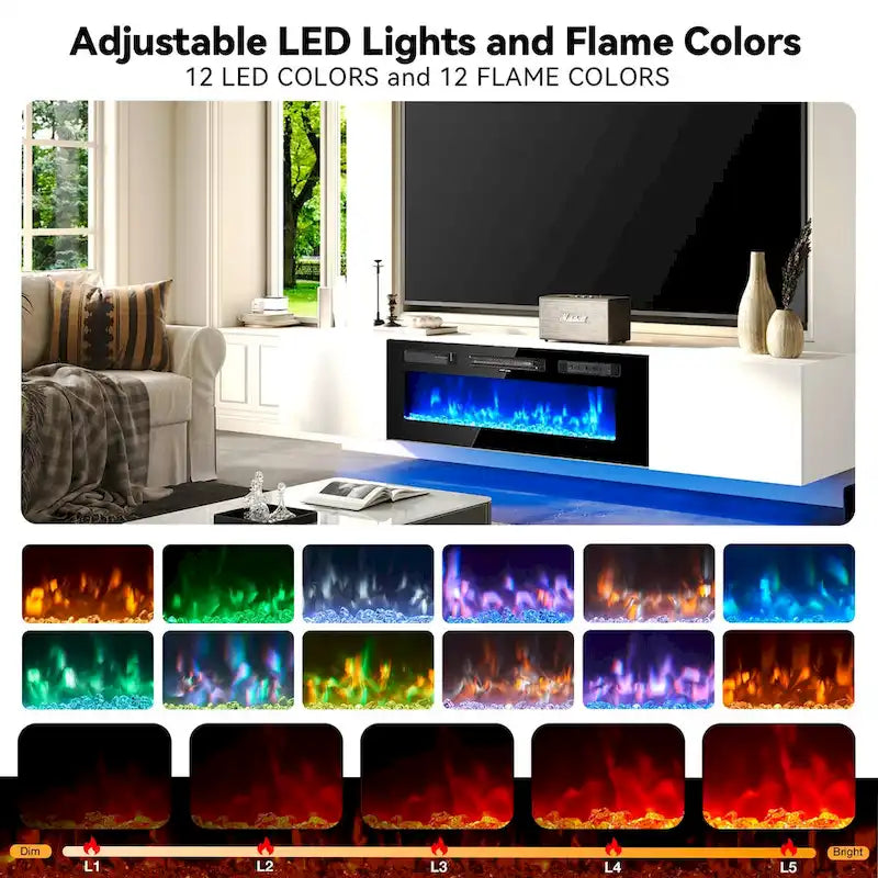 Wall Mounted Fireplace Entertainment Center with 36 Electric Fireplace-8