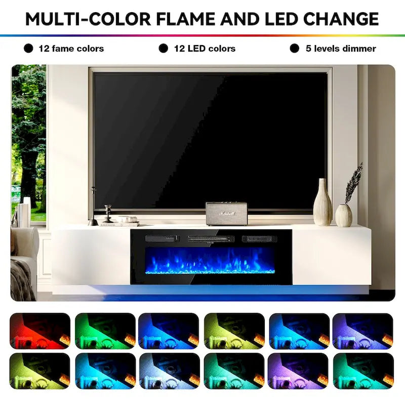 Wall Mounted Fireplace Entertainment Center with 36 Electric Fireplace-9