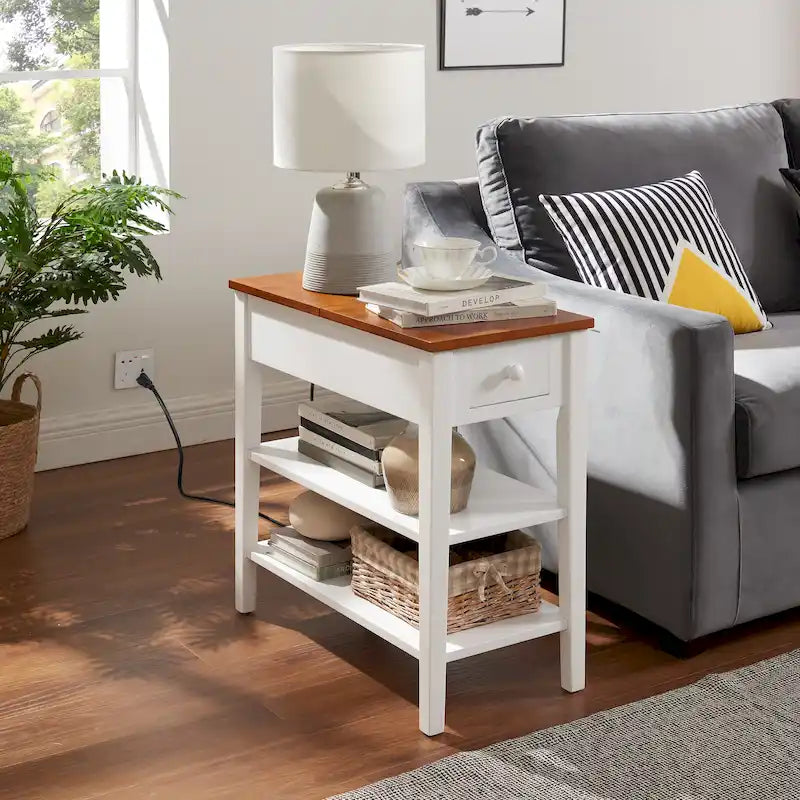 Narrow End Table with USB Charging Ports-25