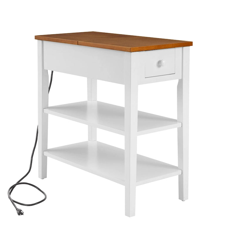 Narrow End Table with USB Charging Ports-8