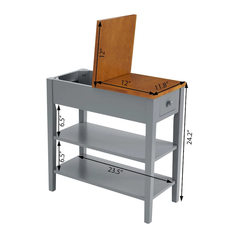 Narrow End Table with USB Charging Ports-16