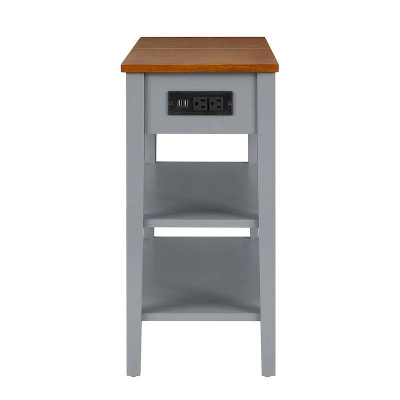 Narrow End Table with USB Charging Ports-21