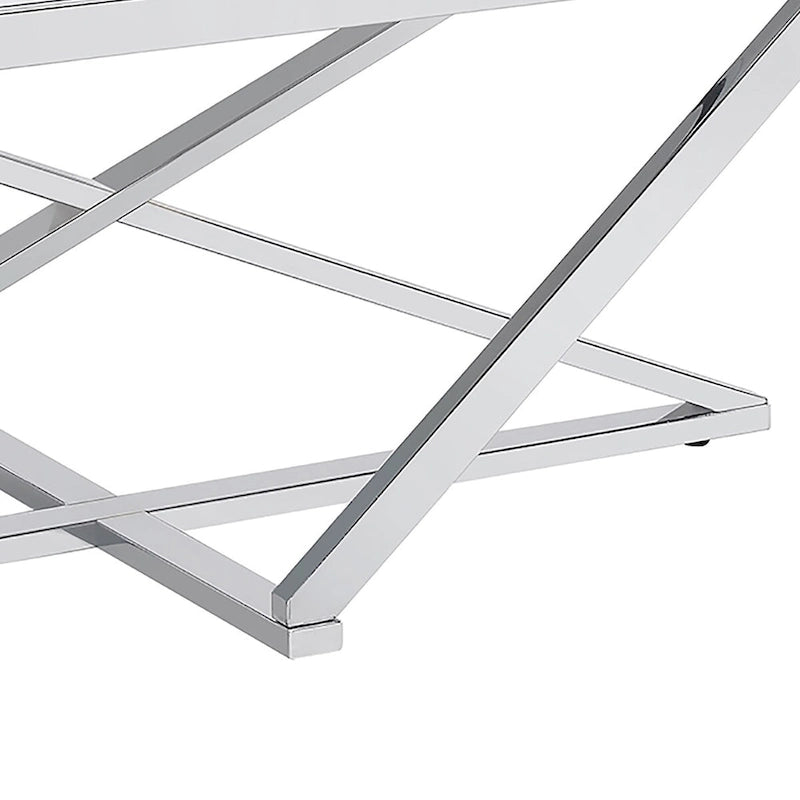 Starrla Glam Chrome Glass Top 2-Piece Coffee Table Set by Furniture of America-6