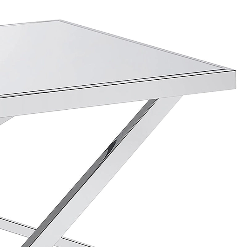 Starrla Glam Chrome Glass Top 2-Piece Coffee Table Set by Furniture of America-7