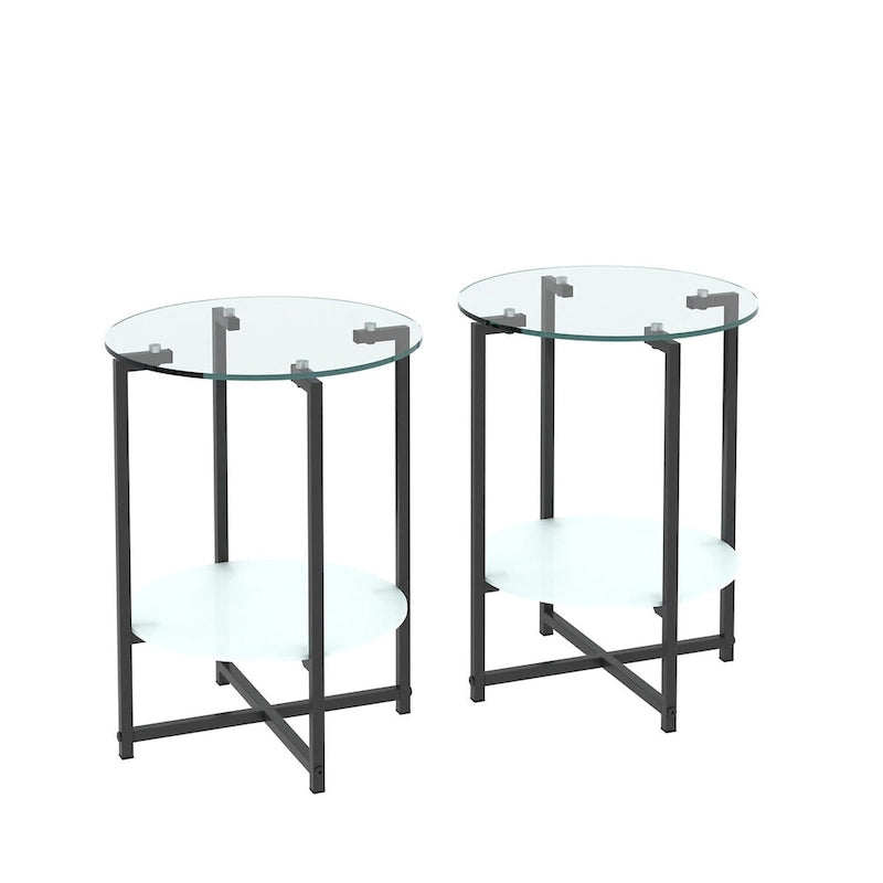2-Piece Set (Clear) Tempered Glass End Table-5