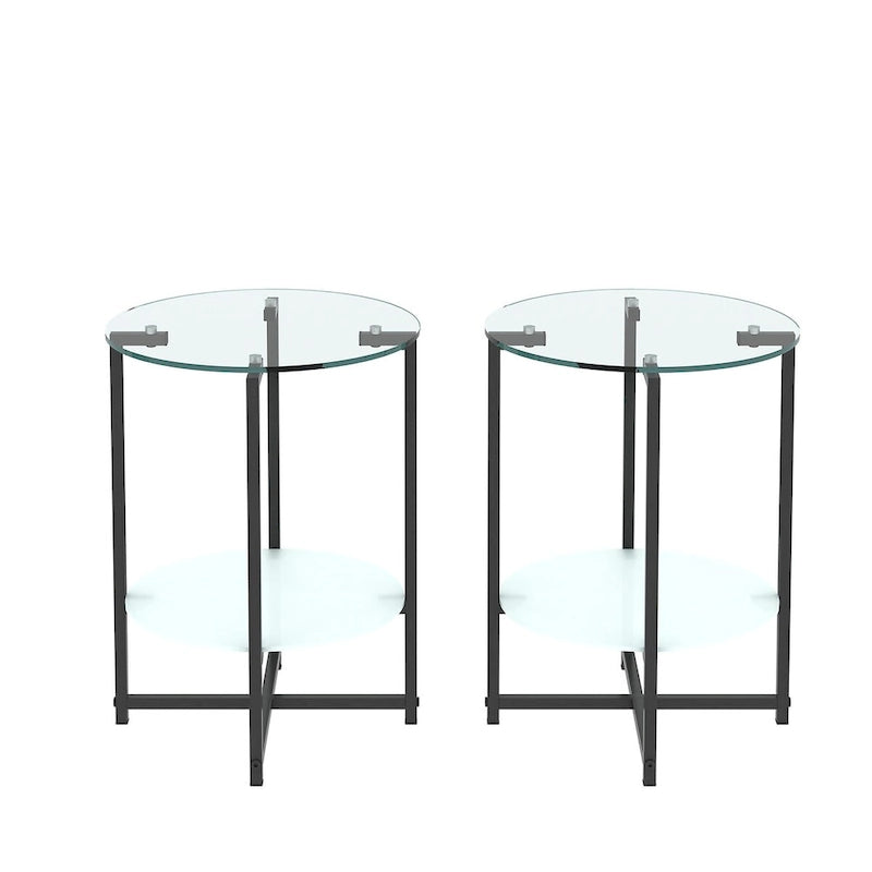 2-Piece Set (Clear) Tempered Glass End Table-7