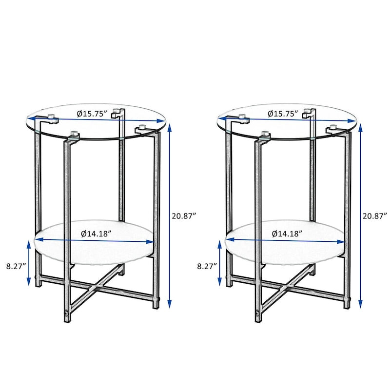 2-Piece Set (Clear) Tempered Glass End Table-8