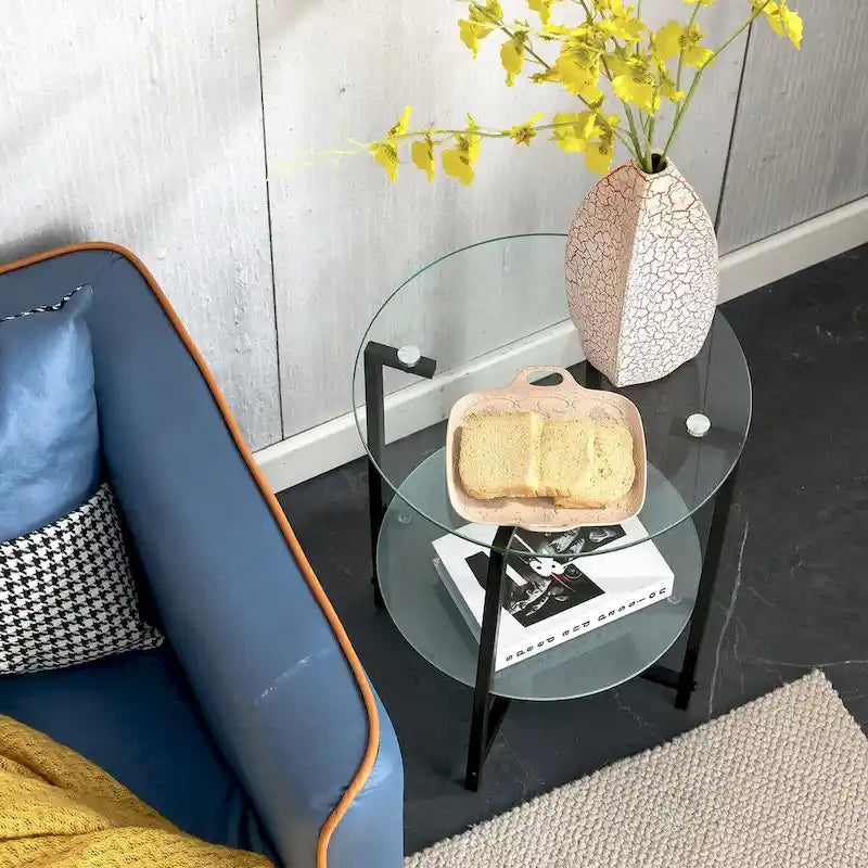 2-Piece Set (Clear) Tempered Glass End Table-9