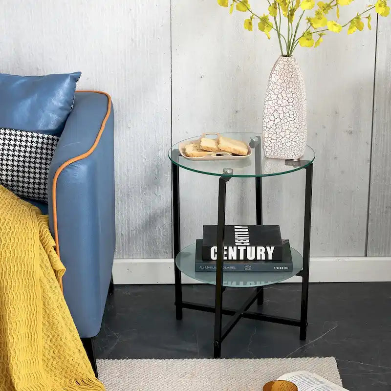 2-Piece Set (Clear) Tempered Glass End Table-10