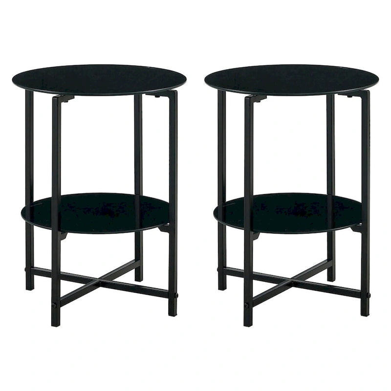 2-Piece Set (Clear) Tempered Glass End Table-13