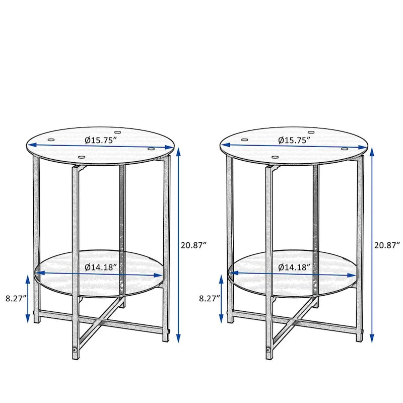 2-Piece Set (Clear) Tempered Glass End Table-14