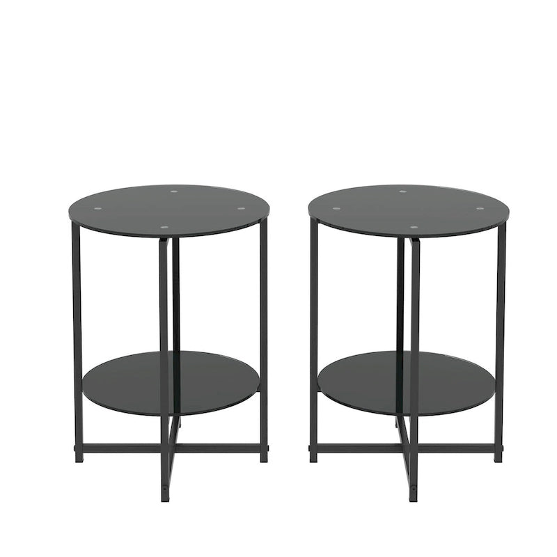 2-Piece Set (Clear) Tempered Glass End Table-15