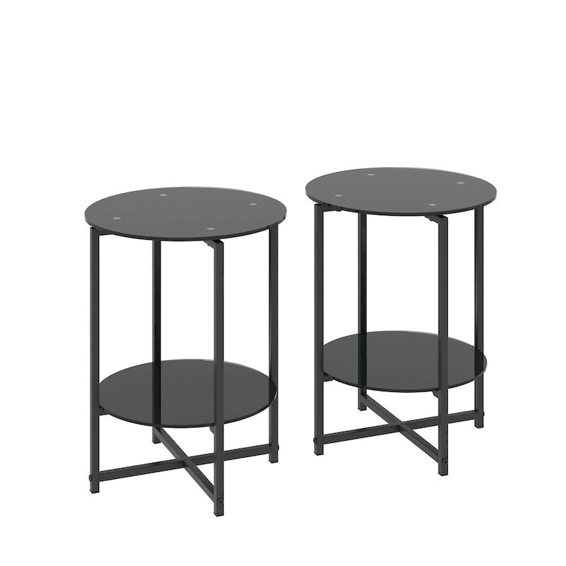 2-Piece Set (Clear) Tempered Glass End Table-16