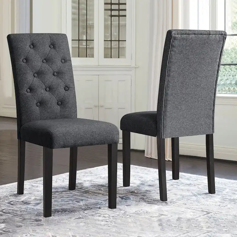 Subrtex Linen Parsons Upholstered Button Dining Chair (2-Pack)-3