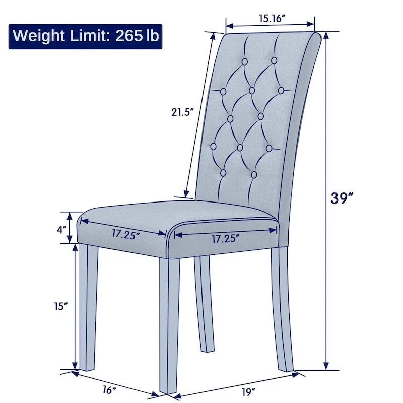 Subrtex Linen Parsons Upholstered Button Dining Chair (2-Pack)-8