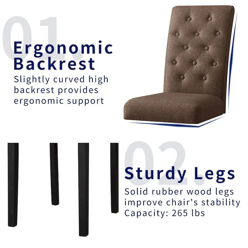 Subrtex Linen Parsons Upholstered Button Dining Chair (2-Pack)-10