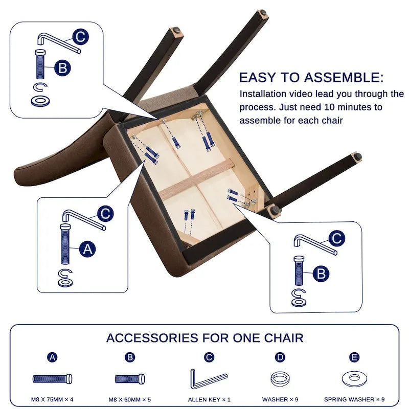 Subrtex Linen Parsons Upholstered Button Dining Chair (2-Pack)-12