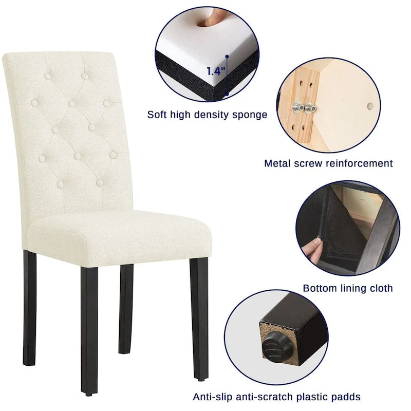 Subrtex Linen Parsons Upholstered Button Dining Chair (2-Pack)-17