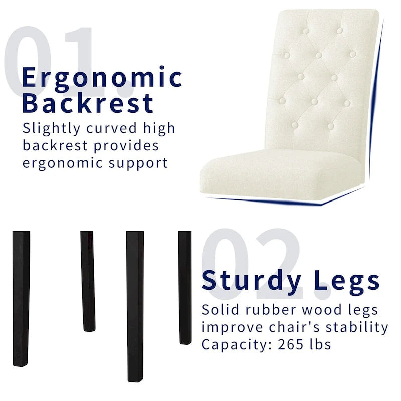 Subrtex Linen Parsons Upholstered Button Dining Chair (2-Pack)-18