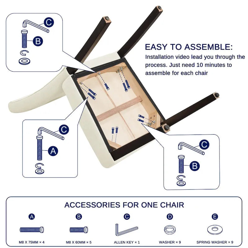 Subrtex Linen Parsons Upholstered Button Dining Chair (2-Pack)-19