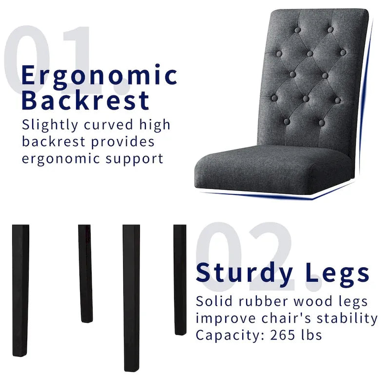 Subrtex Linen Parsons Upholstered Button Dining Chair (2-Pack)-22