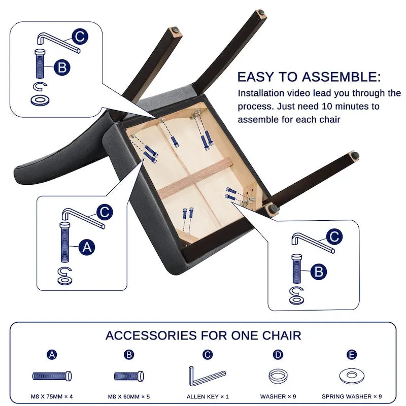 Subrtex Linen Parsons Upholstered Button Dining Chair (2-Pack)-23