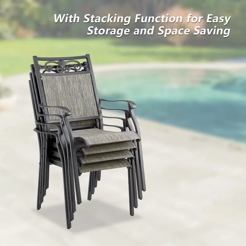 Outdoor Stackable Dining Chairs for All Weather, Set of 2 or 4-5