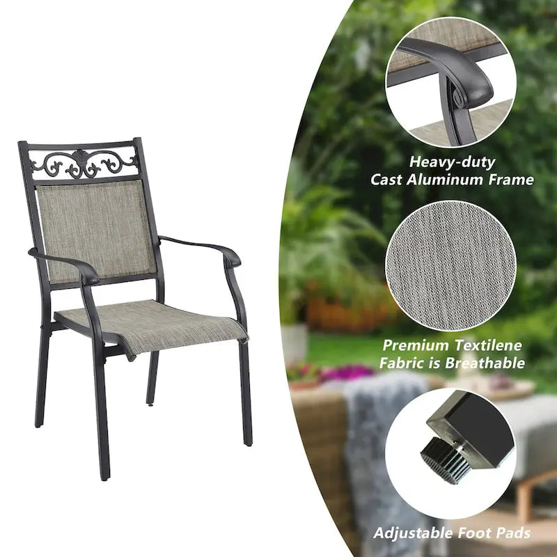 Outdoor Stackable Dining Chairs for All Weather, Set of 2 or 4-6