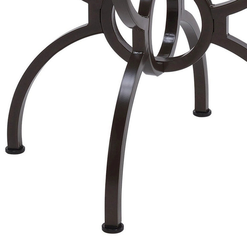 48 Inch Round Dining Table, Clear Glass Top, Interlocked Ring Motif Legs-4