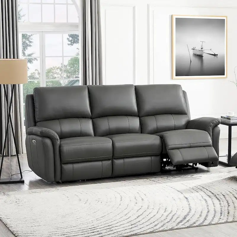 Hydeline Erindale Zero Gravity Power Recline and Headrest Top Grain Leather Sofa-7