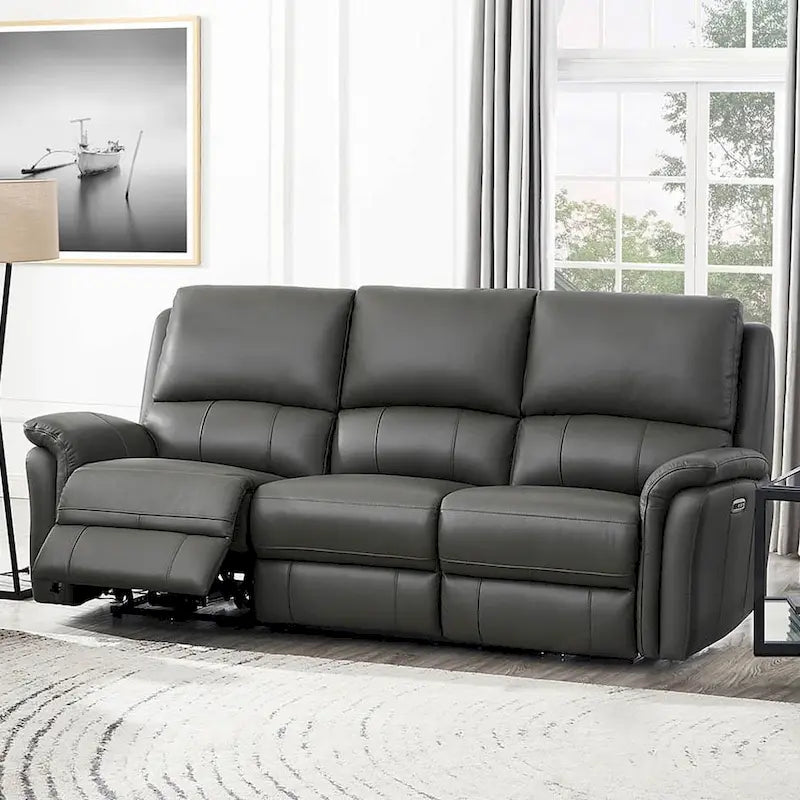 Hydeline Erindale Zero Gravity Power Recline and Headrest Top Grain Leather Sofa-8