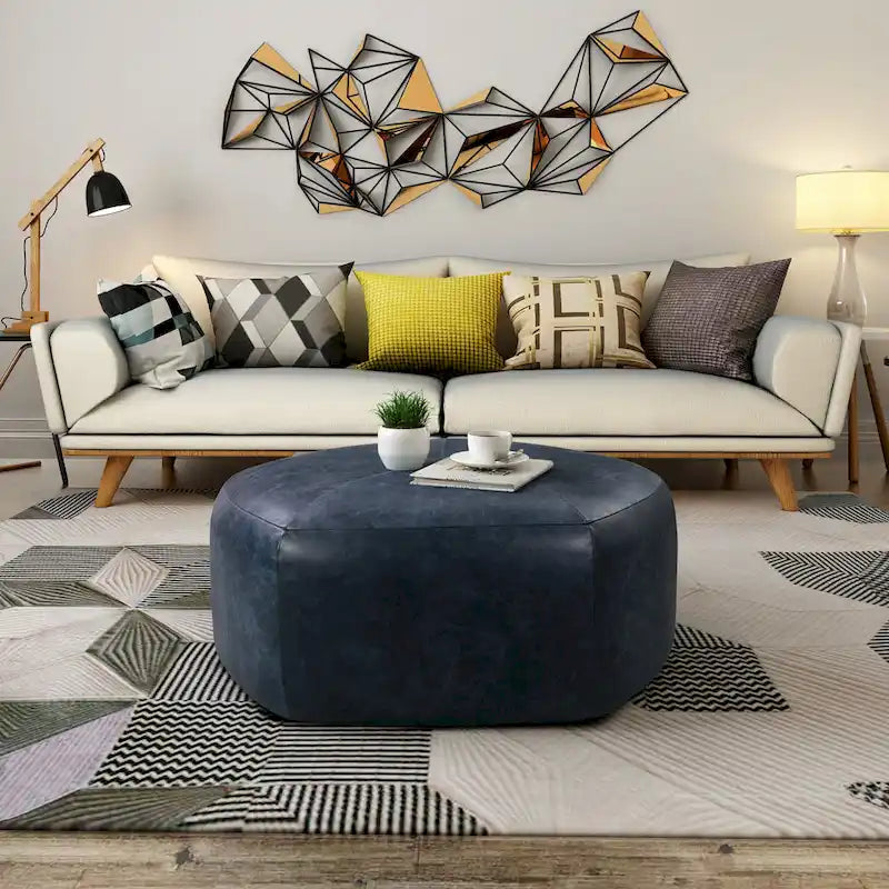 Poly & Bark Porto Ottoman - Full Grain Genuine Italian Leather-3