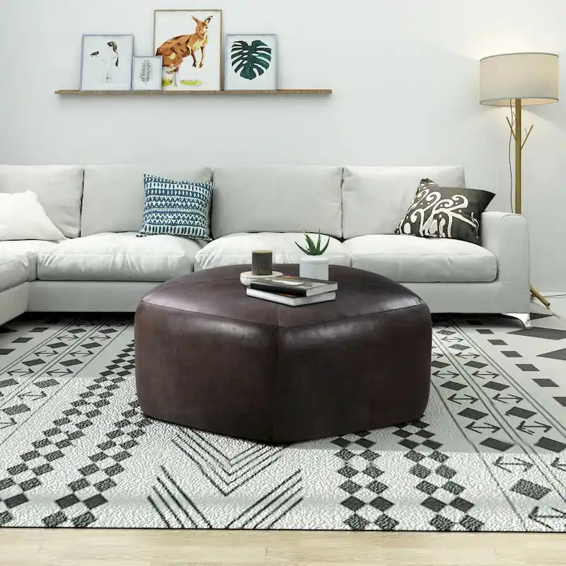 Poly & Bark Porto Ottoman - Full Grain Genuine Italian Leather-12