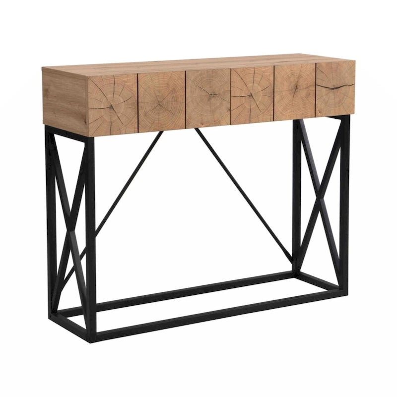 43.31 Luxury Wood Sofa Table, Industrial Console Table for Entryway, Hallway Tables with Two Drawers for Living Room-3