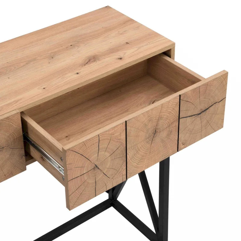 43.31 Luxury Wood Sofa Table, Industrial Console Table for Entryway, Hallway Tables with Two Drawers for Living Room-5